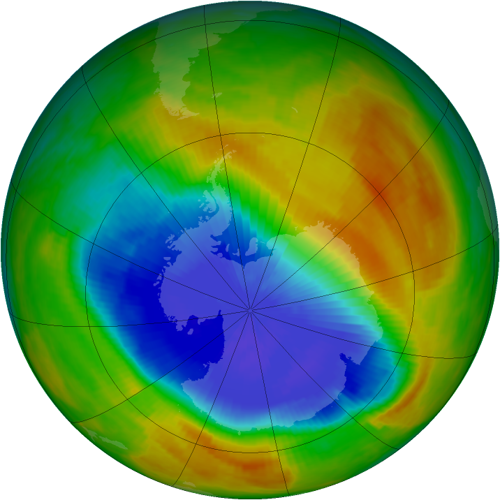 Antarctic ozone map for 20 October 1986